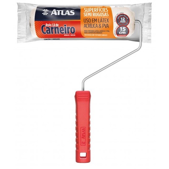 Rolo Lã  Carneiro com Cabo - Atlas em Oferta na Shopee