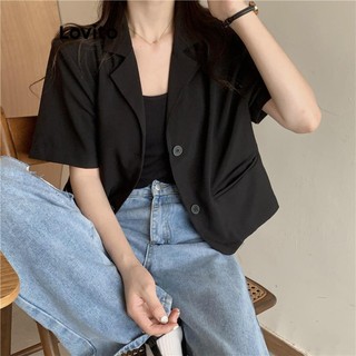 Lovito Blazer casual de bolso com botão liso para mulheres LNM71370 em Oferta na Shopee