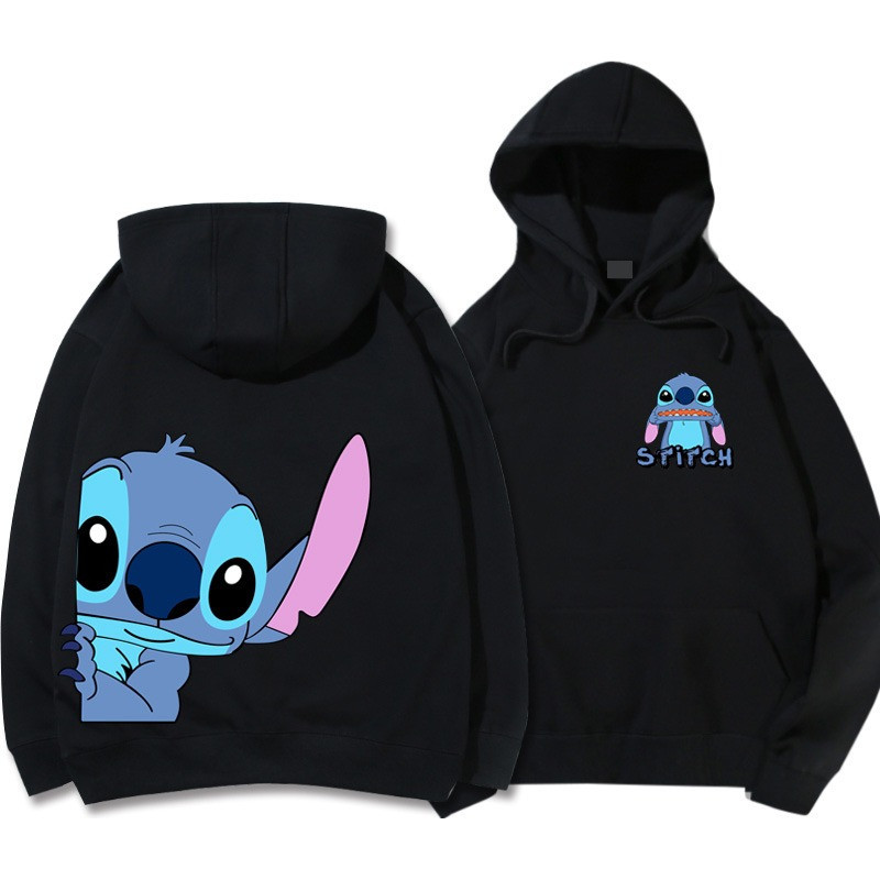 Blusa Moletom Canguru Casaco Lilo E Stitch Quentinho Blusa de Frio Casual Casaco Flanelado Feminino Algodao