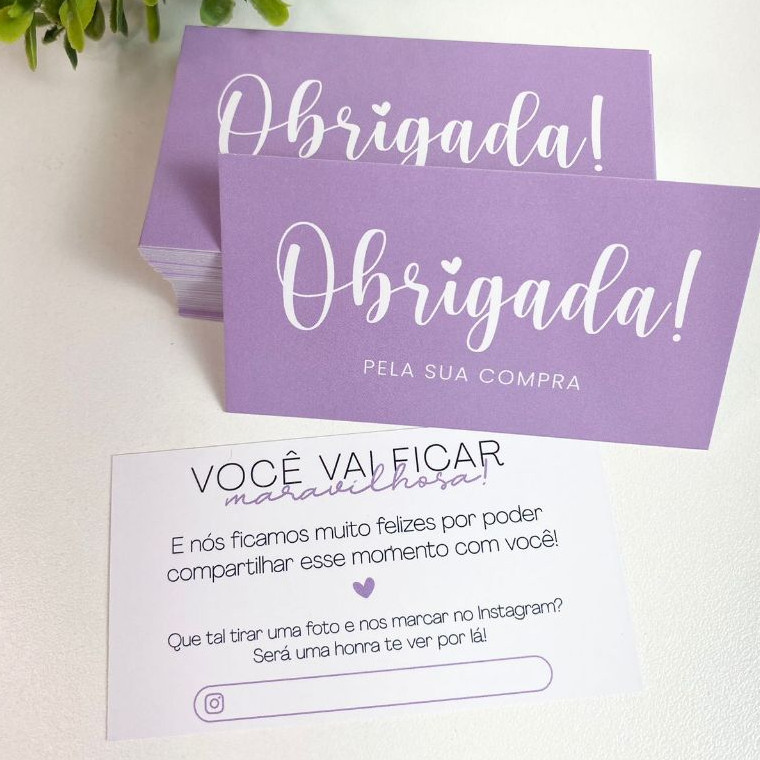 Cartão Obrigado Pela Sua Compra | 5x9cm Papel | Couchê 250g | Envio Imediato