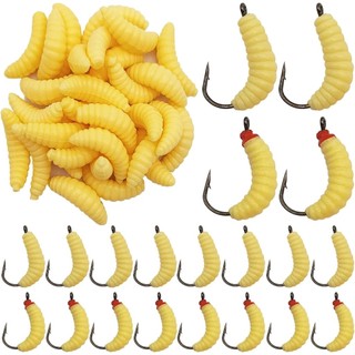10pcs Iscas Macias De Pesca 2cm/0.4g Com Anzol De Minhocas Plásticas