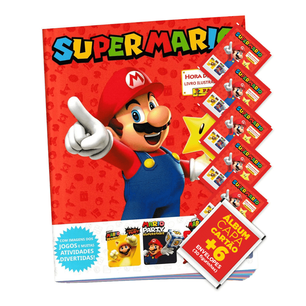 Super Mario Hora de Brincar - Álbum Capa Cartão + 06 envelopes (30 Figurinhas) - Novo em Oferta na Shopee
