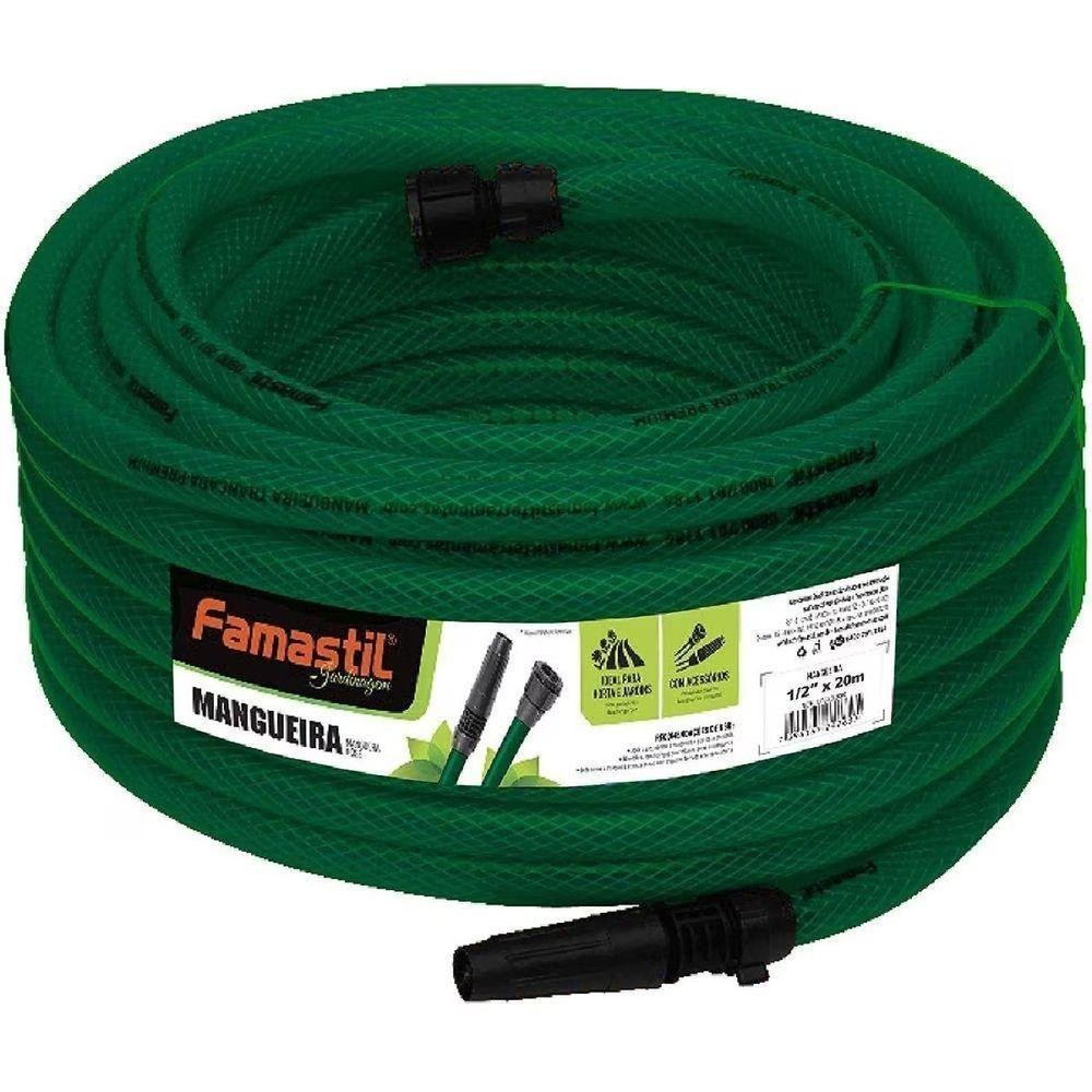 Kit Mangueira De Jardim 20m Trançada Verde Esguicho Famastil em Oferta na Shopee
