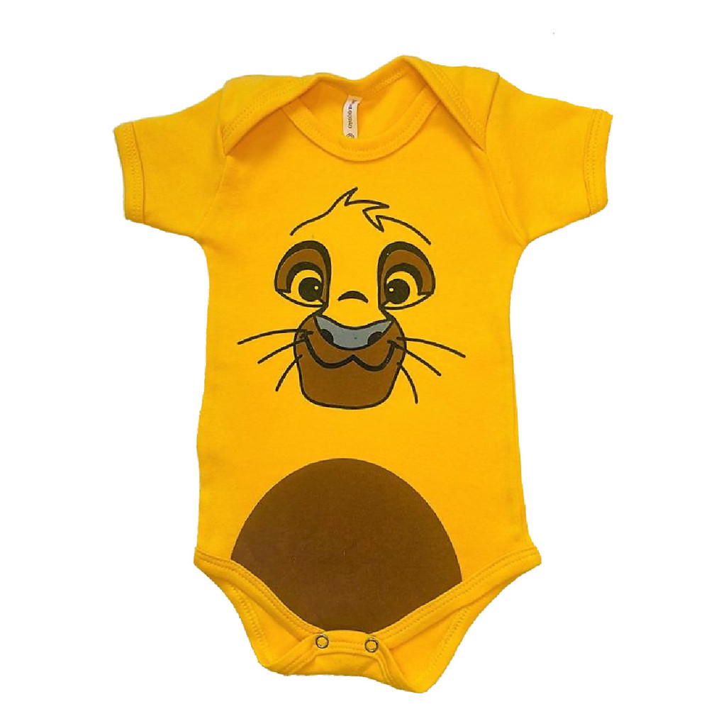 Body De Bebê Temático Simba Rei Leão Personagem Mesversário