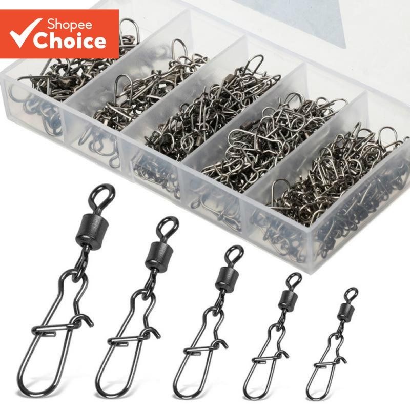Kit 100Pcs  Conectores De Pesca Gira Pinos De Intertravamento Giratórios Para Acessórios De Carpa De Isca De Anzol
