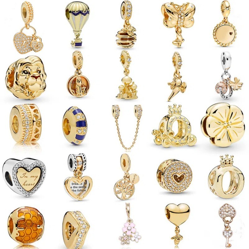Novo Ouro Charme Berloque Prata 925 Pingente Aço Inoxidável Contas DIY Jóias Pulseira Colar Acessórios Lindo Presente