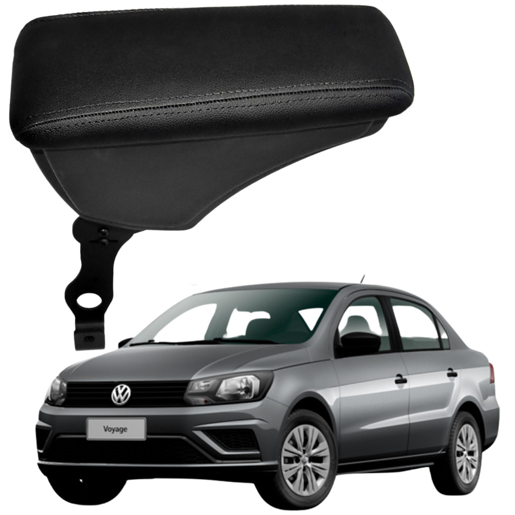 Apoio de Braço Encosto Suporte Descanço Trecos Objetos Console Central Volkswagen Voyage Trendline Flex 2012 2018 Preto