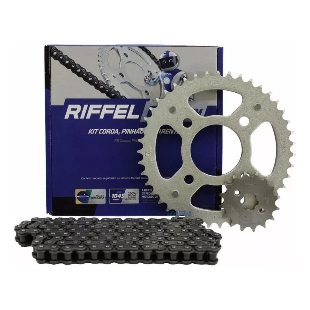 Kit Transmissão Relação CG 150 START CARGO FAN TITAN 2004 à 2016 Original RIFFEL