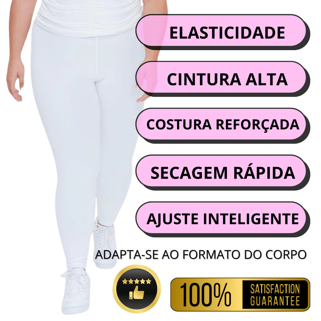 KIT 2X Calças LEGGING'S PLUS SIZE Branca Feminina, Academia, Uniformes, Medicina, Enfermagem Dentista Fiioterapeuta Yoga em Oferta na Shopee