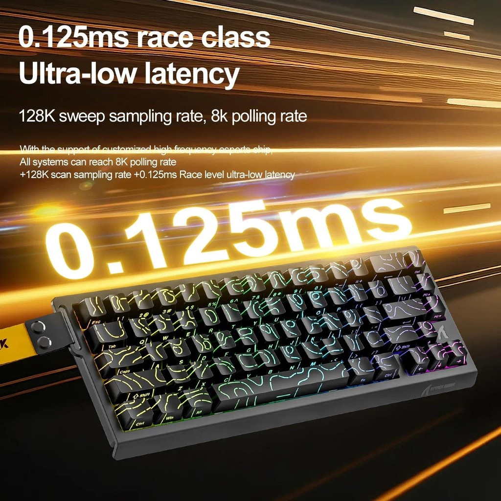 Teclado para jogos com interruptor magnético com fio Attack Shark X68HE, 66 teclas, teclado esportivo Tipo C