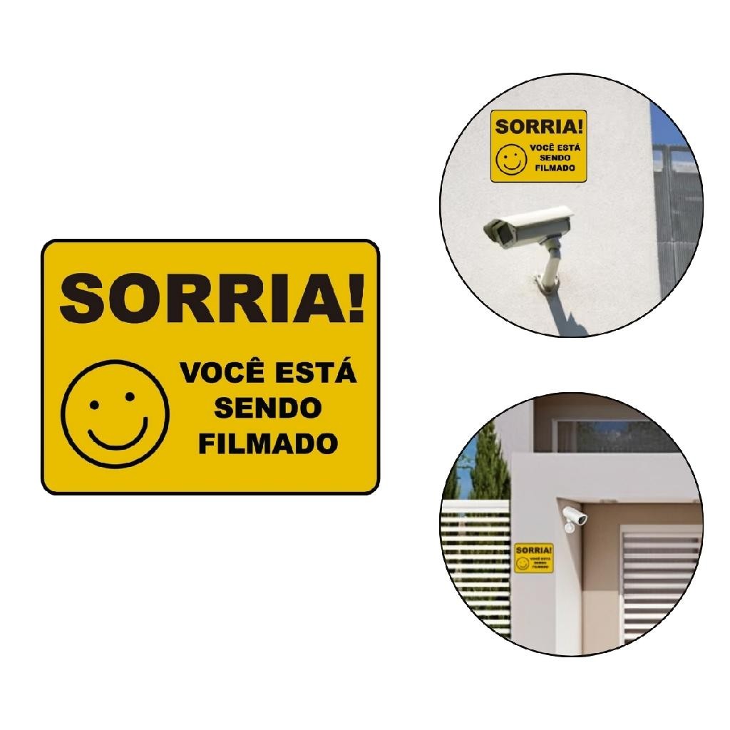 Placa Você Está Sendo Filmado Sinal PS Casa Salão Comercial Câmera Segurança Estabelecimento Casa