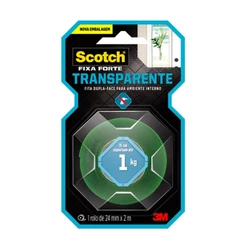 Fita Dupla Face Fixa Forte 24mm 2 Metros Transparente - 3M