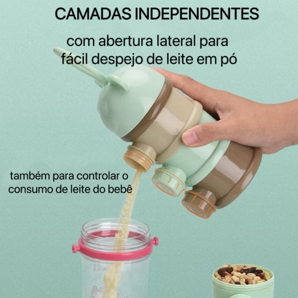 Porta Leite em Pó e Comidas Potinho de Leites para Viagens em 3 Camadas em Oferta na Shopee