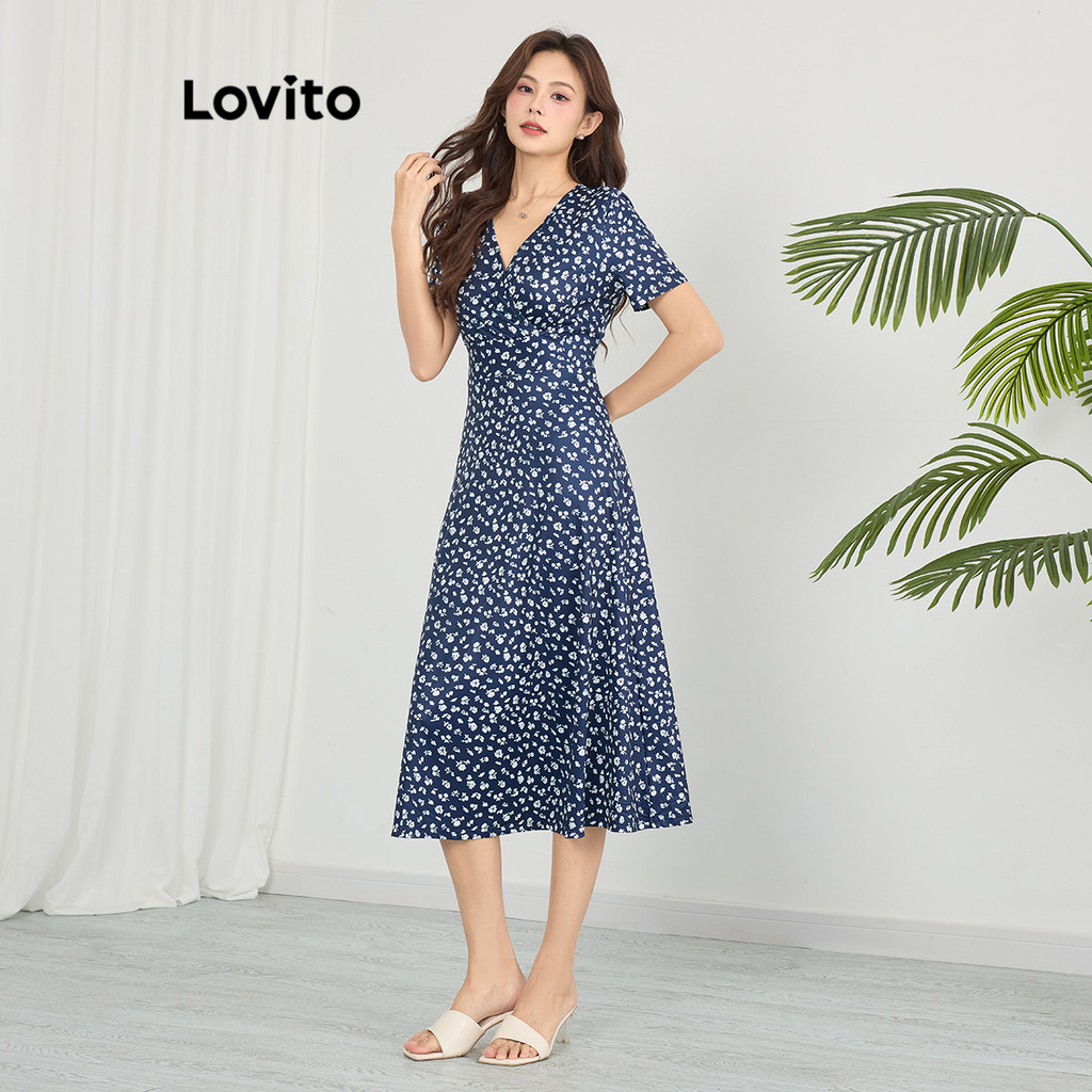 Lovito Vestido casual com estampa floral Ditsy para mulheres L118ED239 - Women Clothes