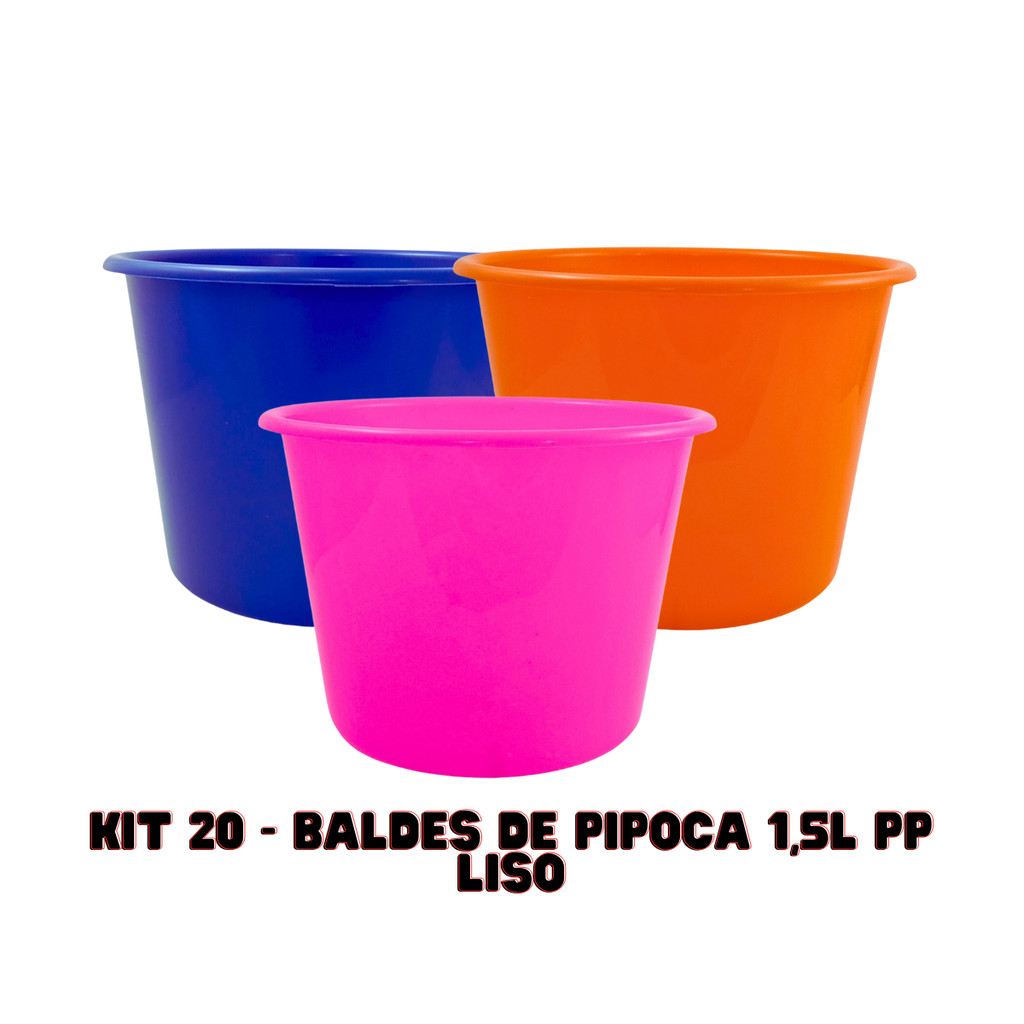 KIT 20 BALDES DE PIPOCA 1,5L PP PARA FESTA ANVERSÁRIO CASAMENTO em Oferta na Shopee