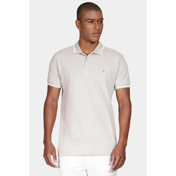 Camisa Polo Manga Curta Friso Off Marfim