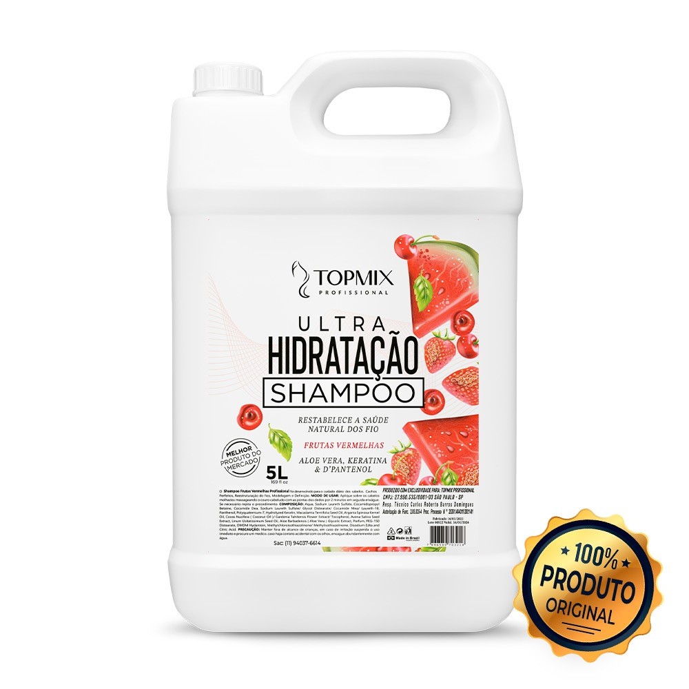 Shampoo de Lavatorio 5 litros Frutas Vermelhas Topmix Profissional Shampoo de Galão