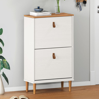 Sapateira Compacta Vertical 2 Portas Madeira 12 Pares Branco Freijó Mikka em Oferta na Shopee