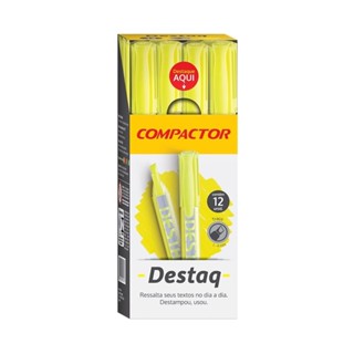 Marca Texto Compactor Destaque Amarelo - Embalagem com 12 Unidades em Oferta na Shopee