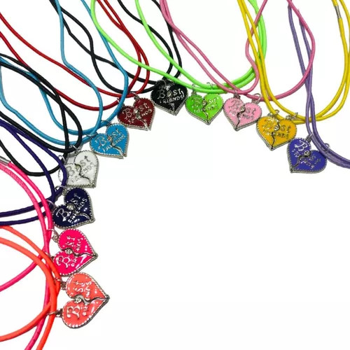 Colar Best Friends Amizade 2 Partes Varias Cores em Oferta na Shopee