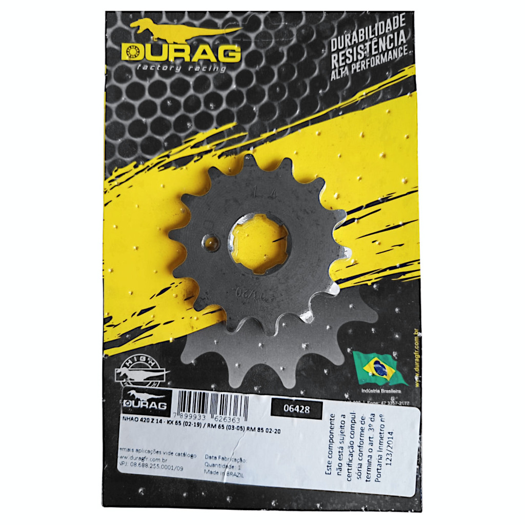 Pinhão 14 P 420, Crypton 115, TTR 90, FS 80, RX 80, KX 65, KX 85, KX 100 - Durag