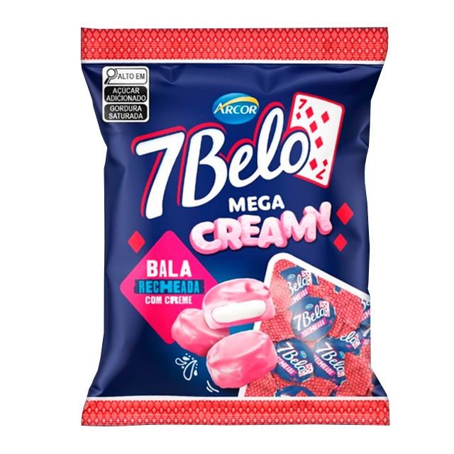 Bala Recheada Mega Cream 7 Belo 500g em Oferta na Shopee