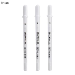 [Rhian] Caneta Gelly Roll Gel Cor Branca 0.5mm 0.8mm 1.0mm Marke De Alta Luz Preto Cartão Arte Pintura Canetas Linha COD