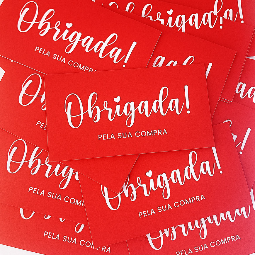 Cartão de Agradecimento Para Cliente Obrigada Pela Sua Compra 5x9cm  Pronta Entrega