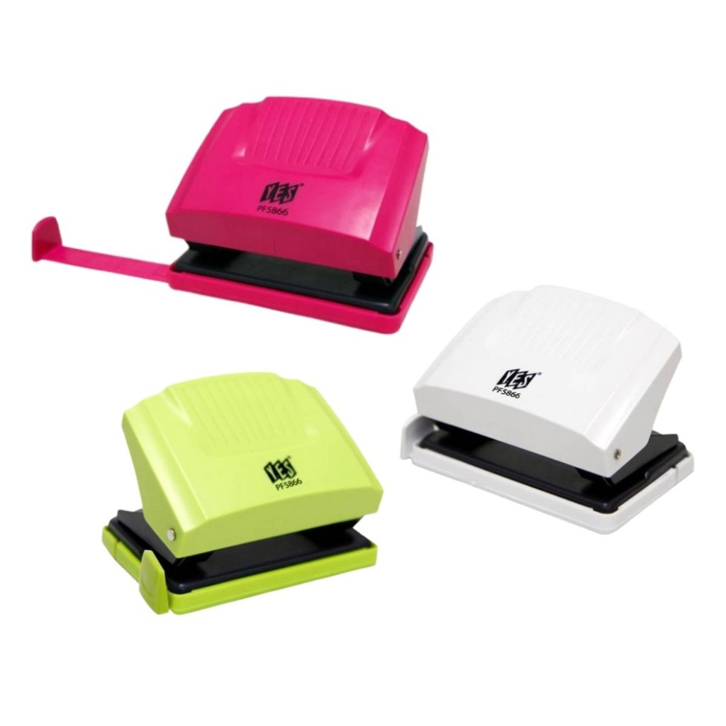 Perfurador de Papel YES Escolar Até 20 Folhas com Guia com Ajuste 2 Furos Escritório Colorido em Oferta na Shopee