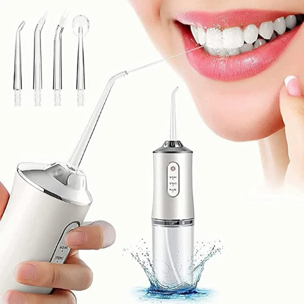 Irrigador Dental Oral Recarregavél 220ml Higiene Limpeza Bucal Portátil Limpador de Dente em Oferta na Shopee