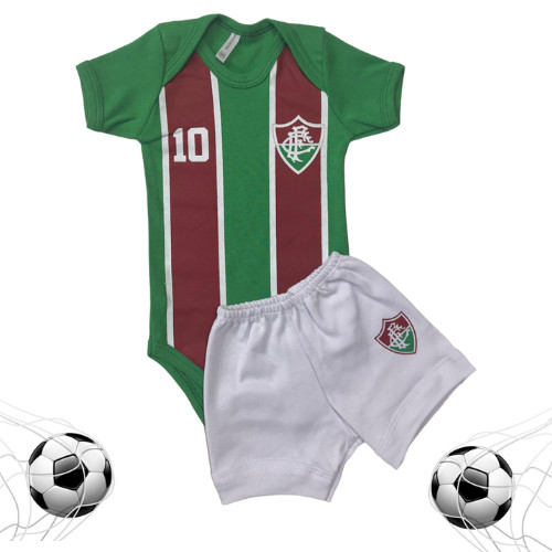 Body Temático Para Bebê Time De Futebol 2 Peças Body + Short Bebê Fluminense Time Futebol
