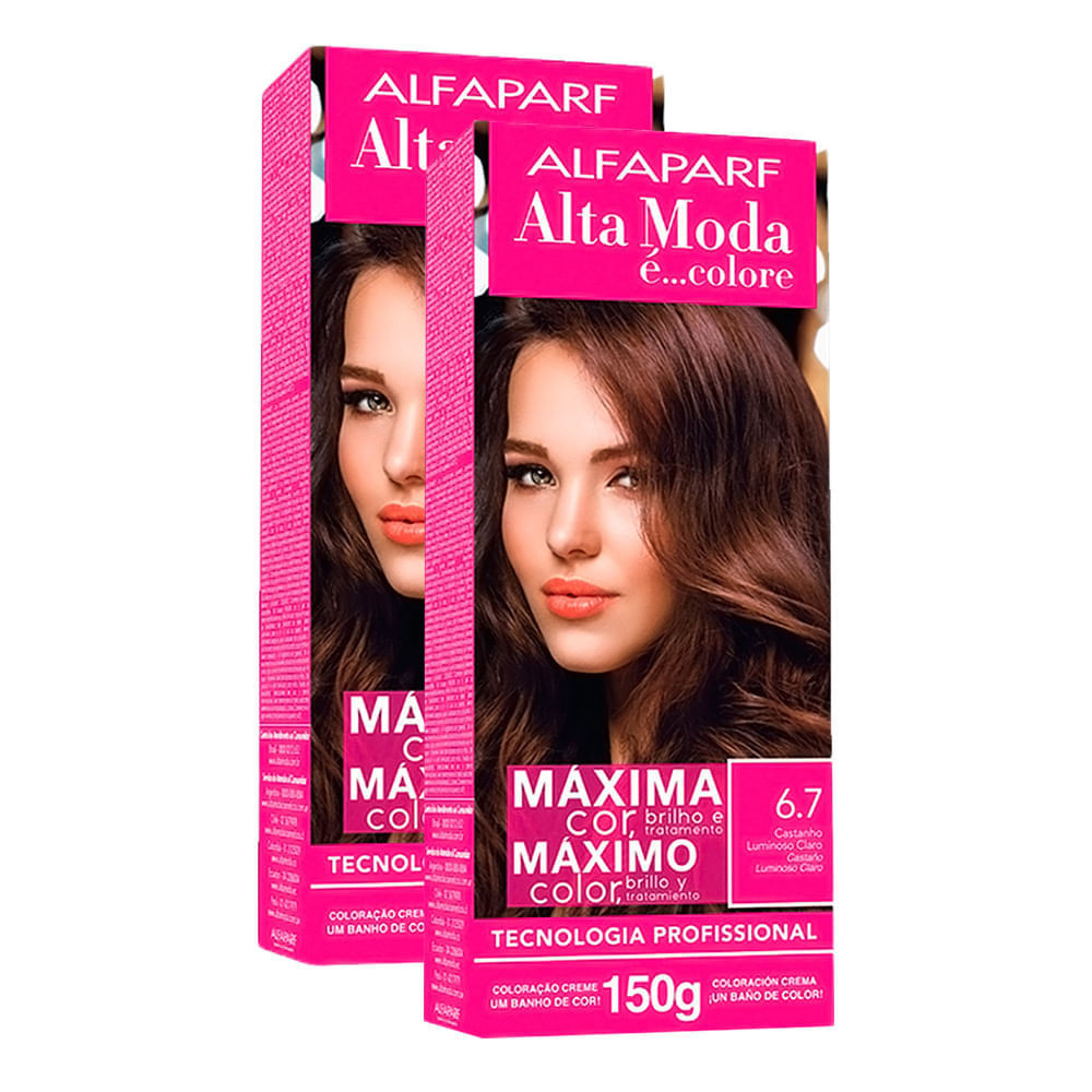 Kit 2X Tintura Creme Altamoda Alfaparf Castanho Luminoso Claro 6.7 - Beauty