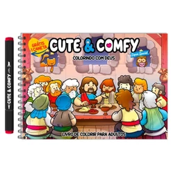 Cute & Comfy Super Special - Livro de Colorir Adulto - Colorindo com Deus - Acompanha 1 Caneta