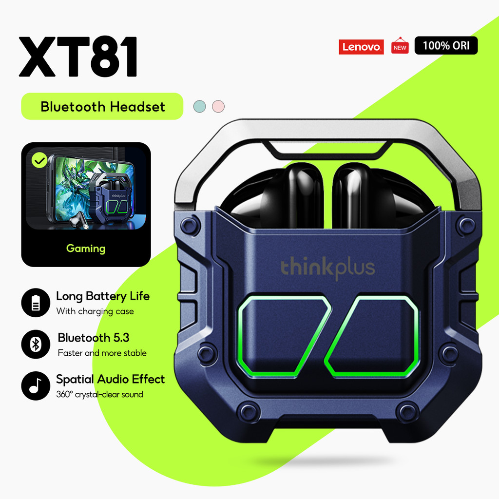 Lenovo Fones De Ouvido XT81 Jogos Verdadeiro Sem Fio Bluetooth 5.3 Com Microfone E Baixa Latência Para Som Estéreo HD - Audio