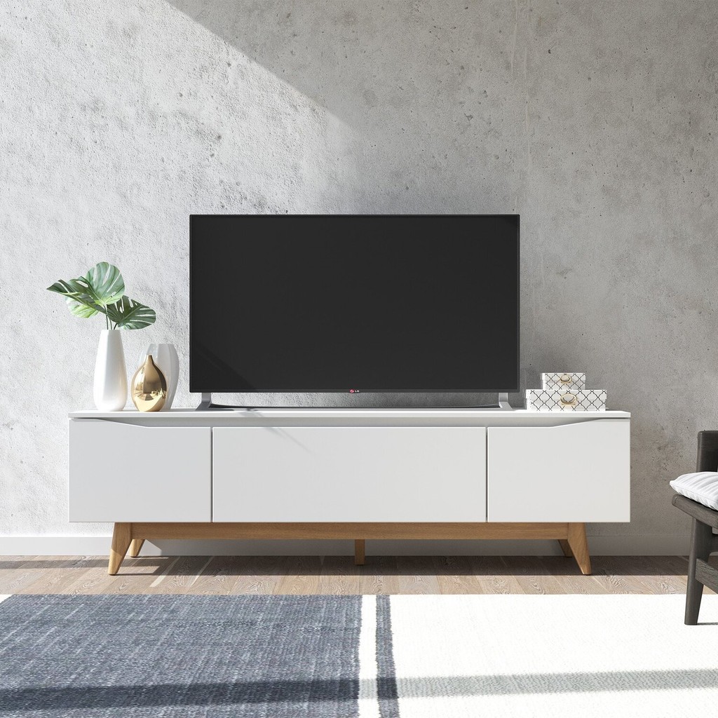 Rack para TV até 75 Polegadas Pés em Madeira Maciça 180cm Flynt 184