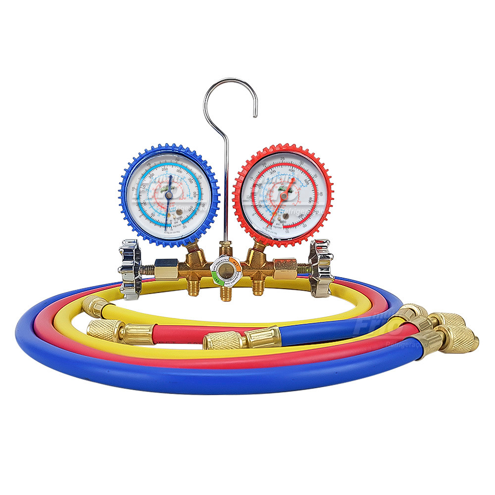 Manifold R410A com Maleta + Mangueiras R410A 5/16 90 CM (Manômetro R22, R404 e R507)