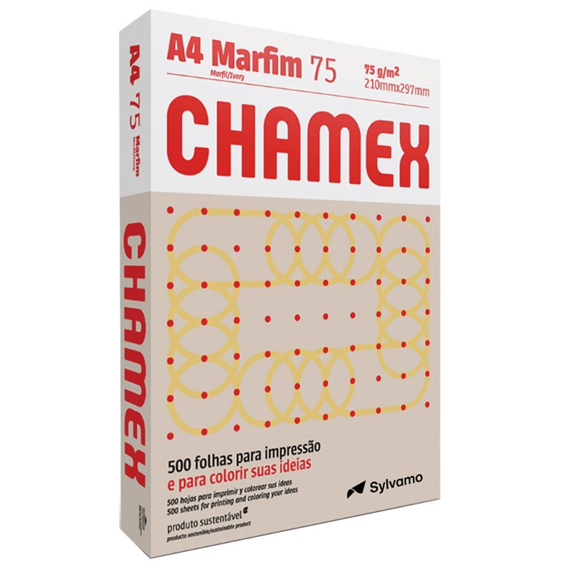 Papel sulfite A4 75g Marfim 210x297 com 500 folhas Colors Chamex - Stationery
