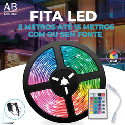 15M Fita LED 3528 SUPER LED ULTRA RGB 12V 300 LEDS | 16 CORES IP20 Com ou Sem Fonte