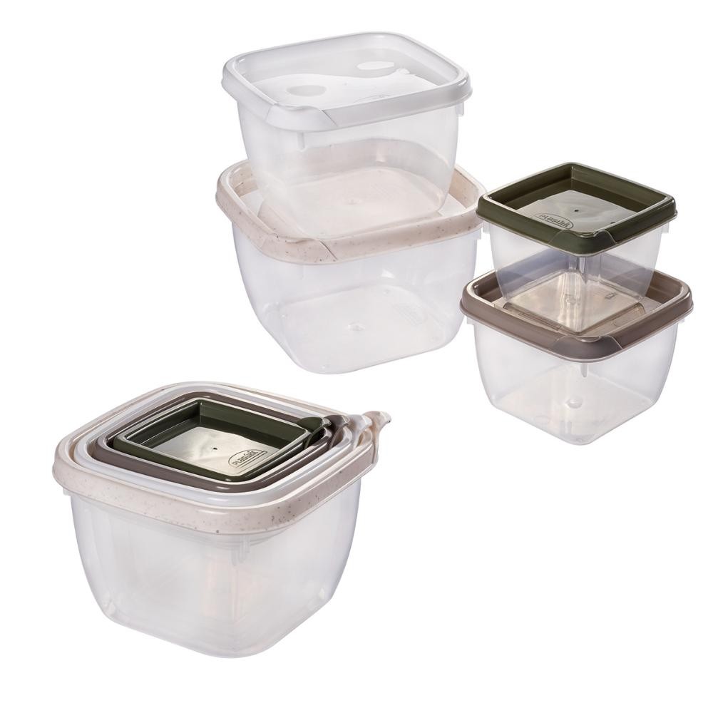 Kit Potes Encaixáveis Conect Plástico Tons Neutros Plasútil em Oferta na Shopee