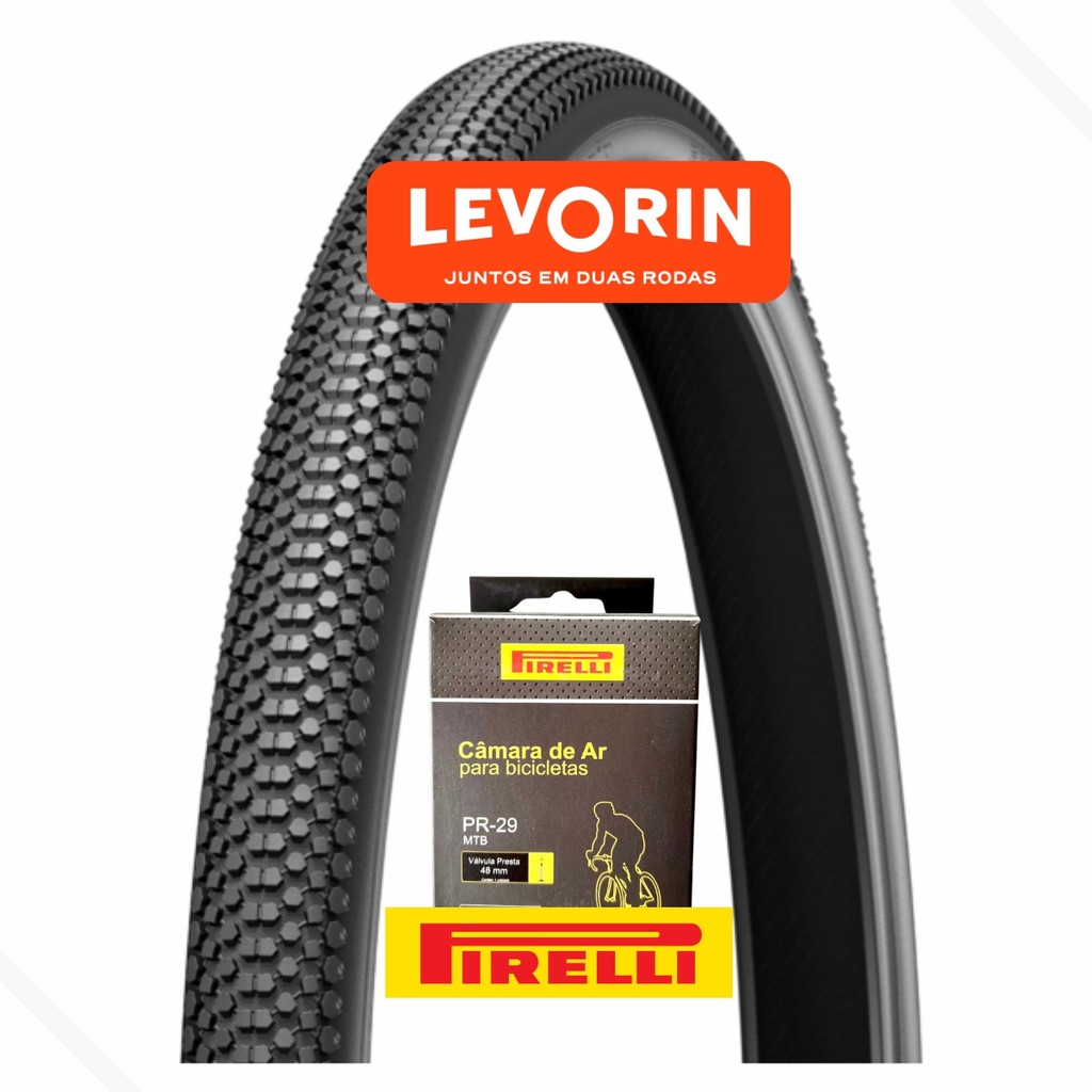 Pneu Aro 29x2.10 Bike MTB Cravo Baixo Eruption Levorin + 1 Camara de Ar 29 Bico Fino Presta Pirelli