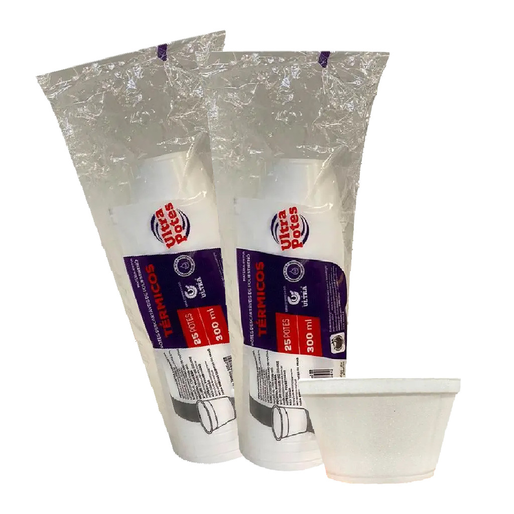 Pote Térmico de Isopor 300ML Descartável C/50 Caldo Sorvete