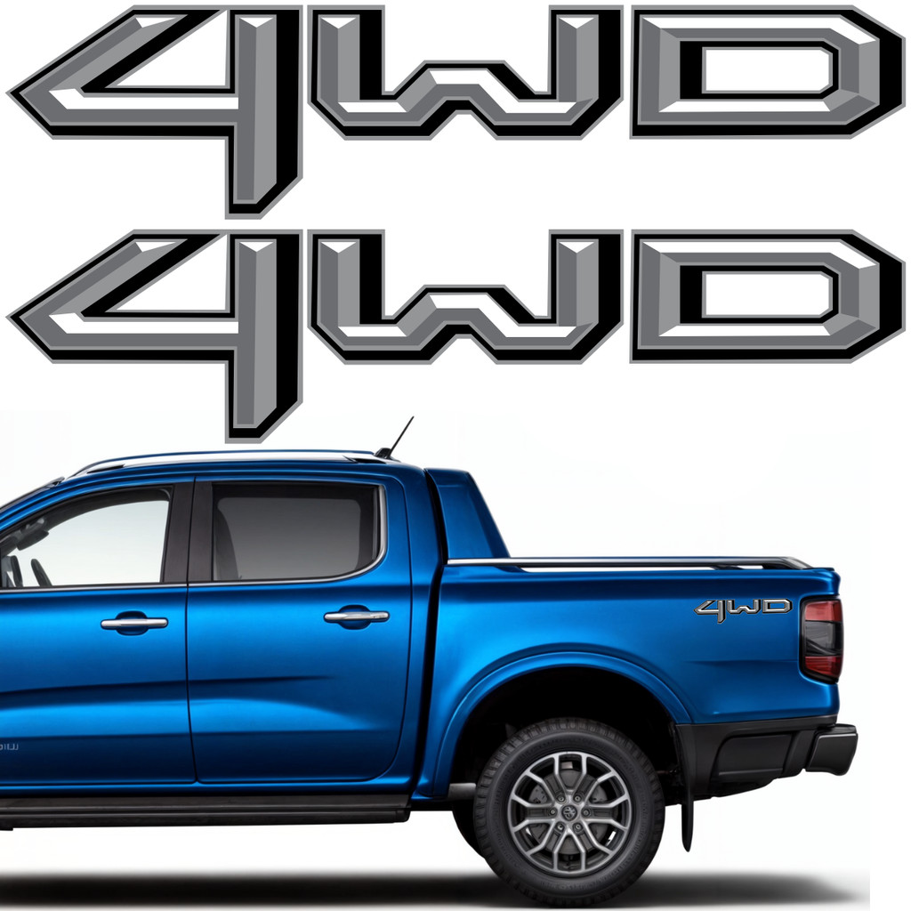 Kit Par Adesivo Lateral Caçamba Caminhonete Ford Ranger 4WD XLS 2023 2024 2025