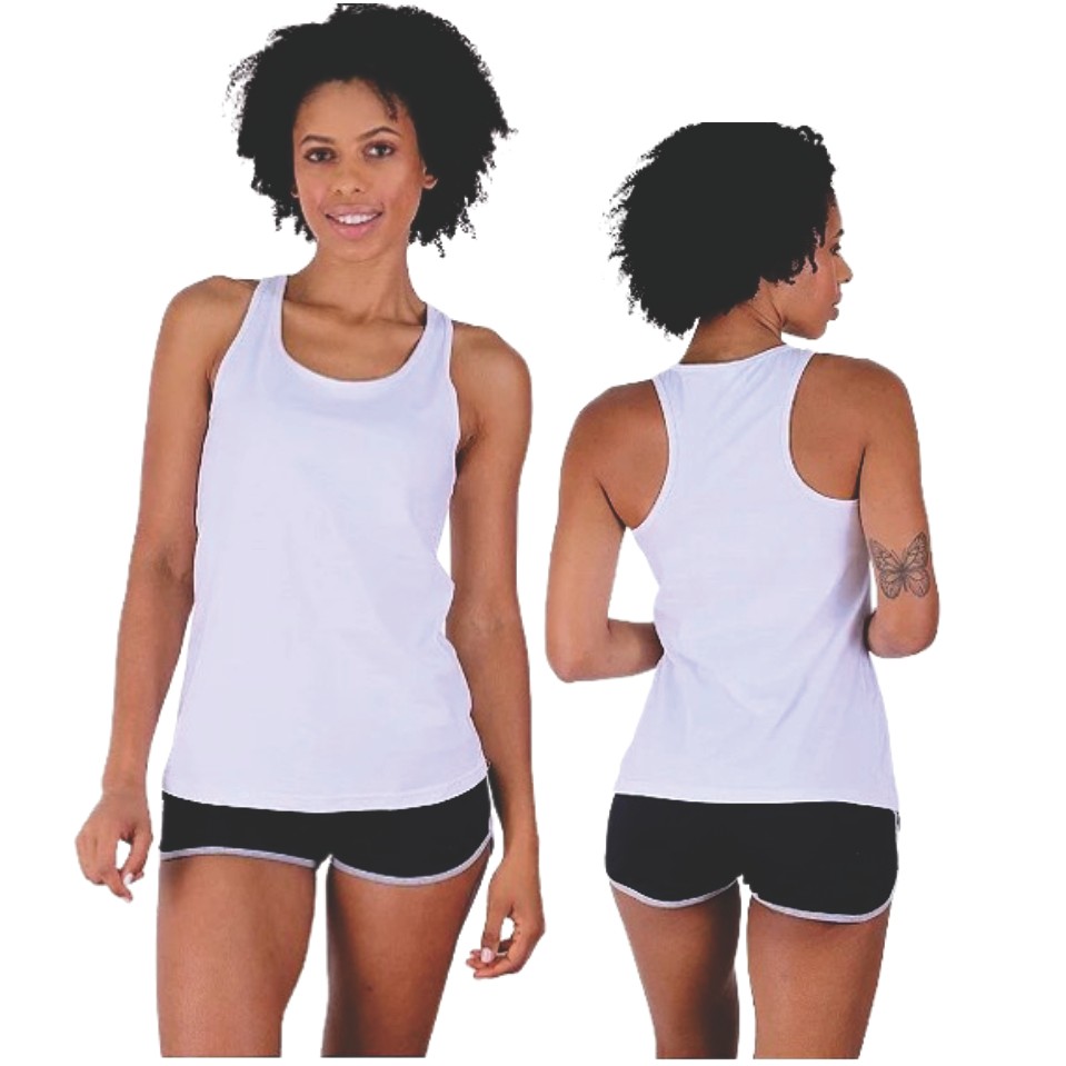 Regata Malha Branca  Feminina Conforto em Oferta na Shopee