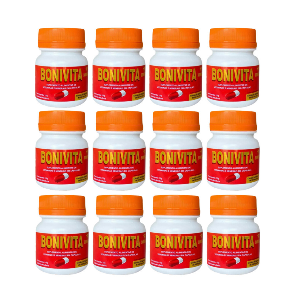 12 Frascos Bonivita Suplemento Alimentar Natural e Funcional - 30 Caps - 100% Natural