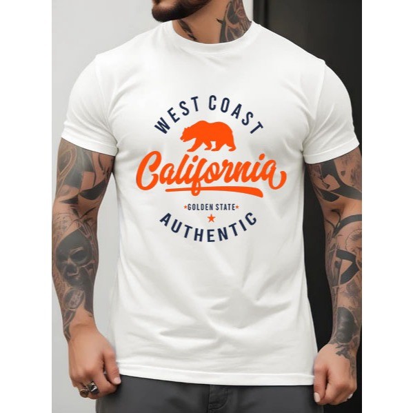 Camiseta Masculina Estampada California Algodão