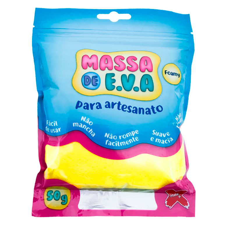 Massa de EVA Foamy p/artesanato 50g Amarelo 13000 Gatte - Stationery