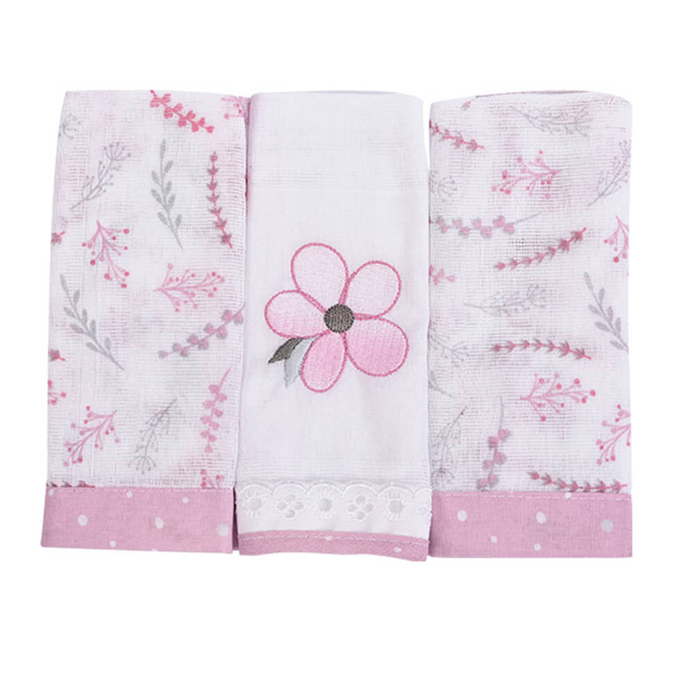 Kit Pano De Boca Loupiot Temas Flores - 3 Peças