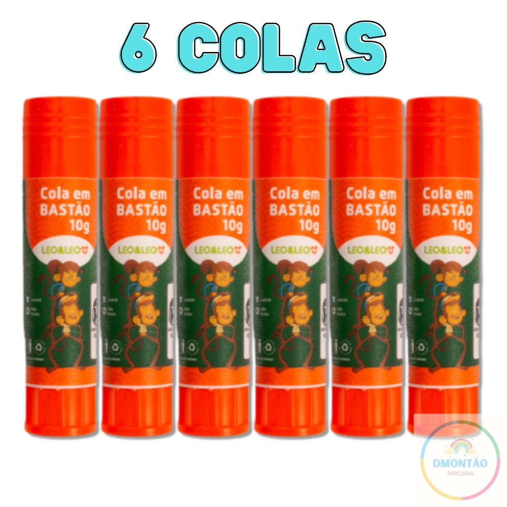 Kit 6 Cola Bastão 21g 40g Leo Leo Cola Escolar