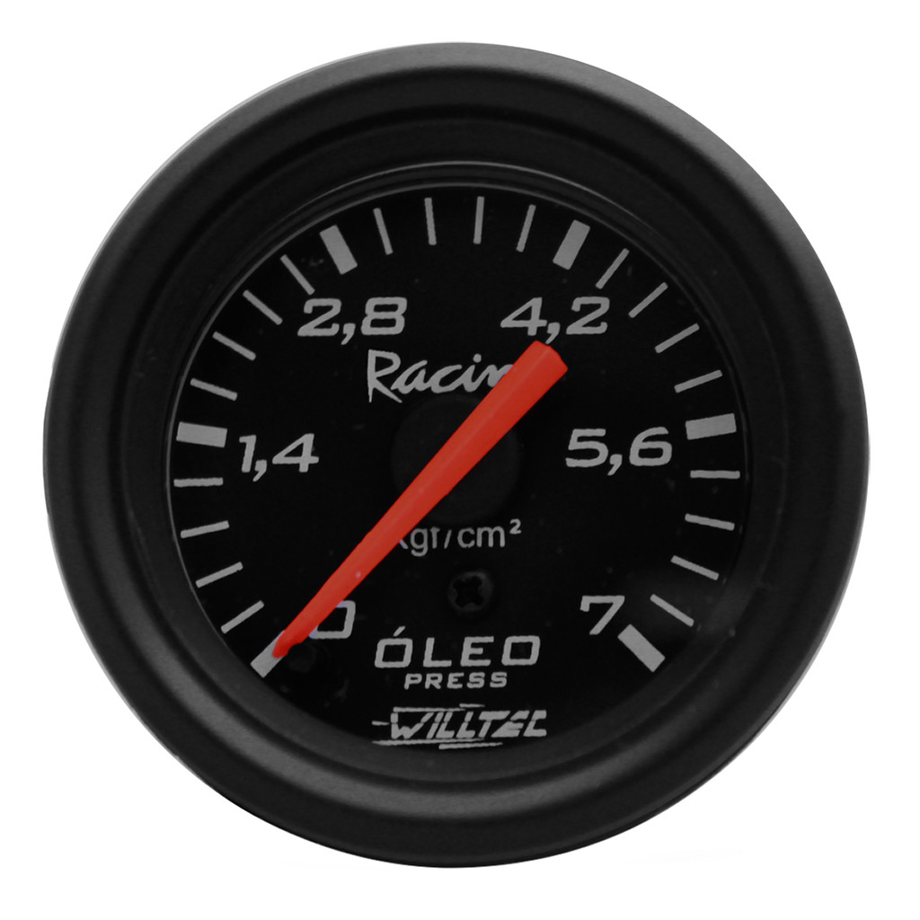 Manômetro Mecânico Pressão Óleo 0-7kgf/cm² 52mm Preto Racing