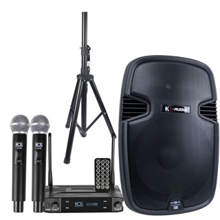 Caixa Ativa K-Audio 15 Kadosh Kba15 Bluetooth Usb 350w Rms + Tripé + Kds-w392m em Oferta na Shopee